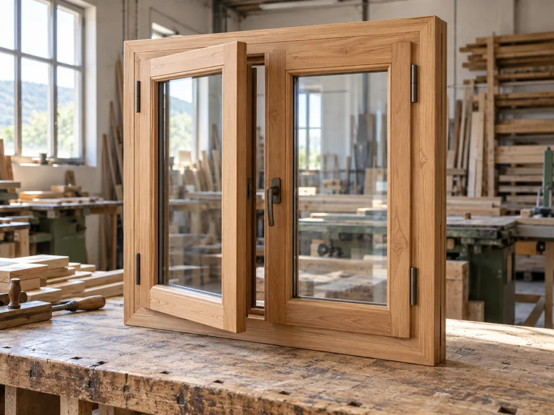 Ventana de madera a medida montada en el taller de la fábrica de Valera de Abajo
