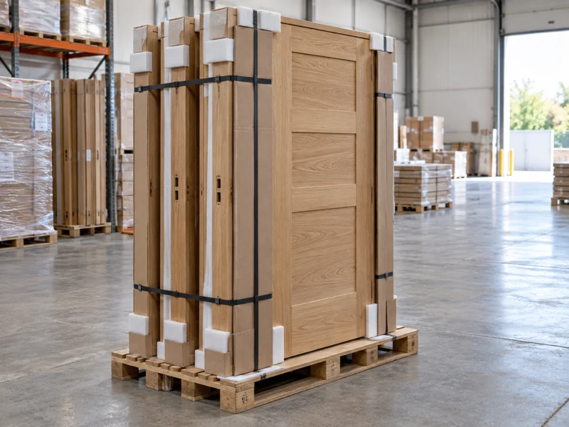 Puertas embaladas en la fábrica de Valera de Abajo preparadas para el envío a toda España
