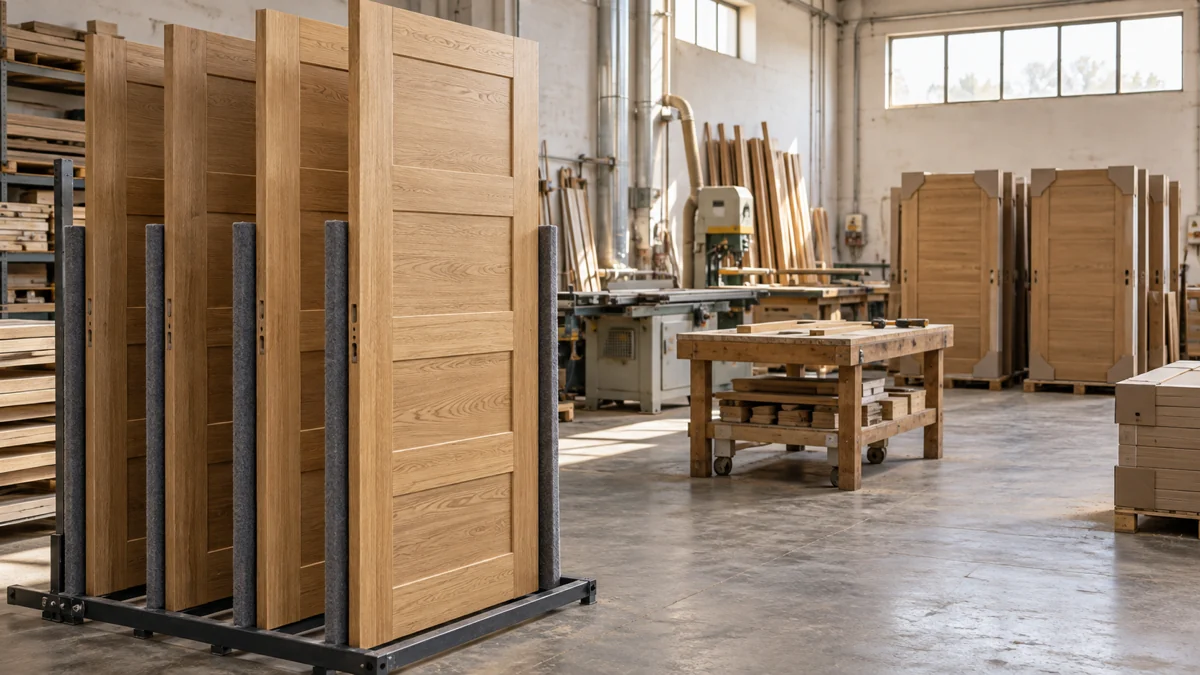 Nave de carpintería en Valera de Abajo con pedidos embalados, listos para salir hacia Valencia