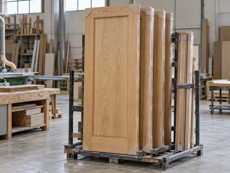 Puertas de interior de madera de fábrica preparadas para su entrega en Albacete