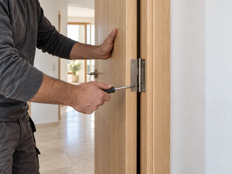 Montaje de una puerta de interior de madera en una vivienda de la provincia de Alicante